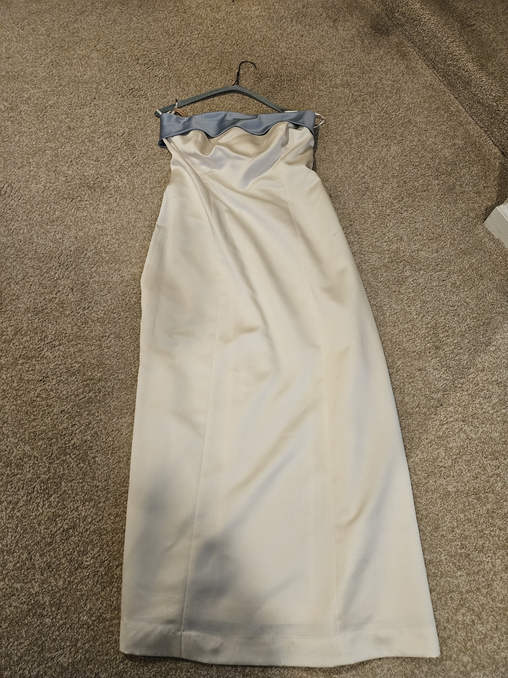 Vera Wang trapless Ivory Gown with Slate Trim Size 12 Altered To Size 6P